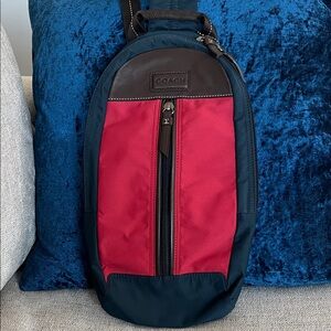 Coach Men's Red and Brown Belt Bag